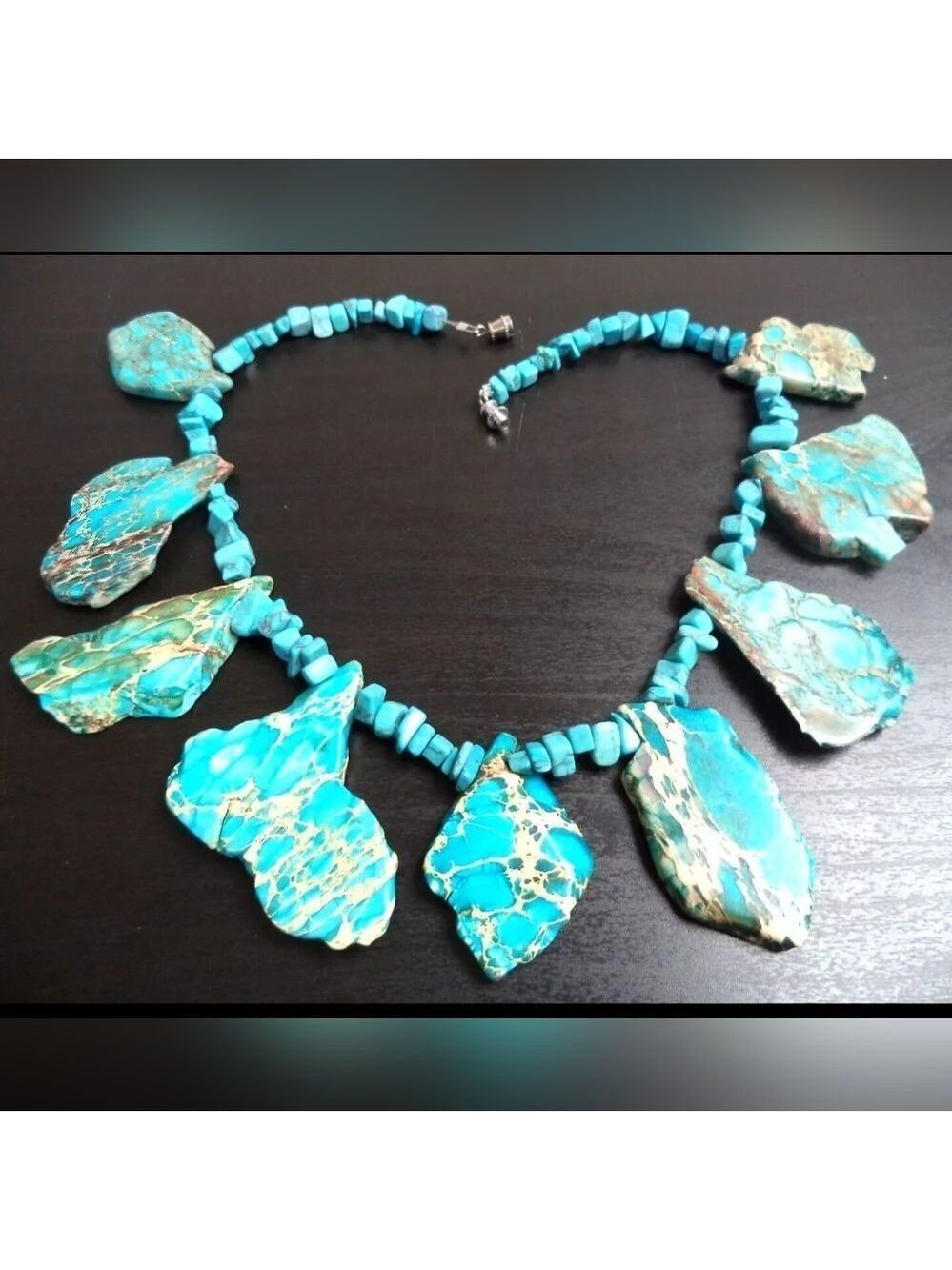 STUNNING VINTAGE ESTATE HIGH END GENUINE STONE CHUNKY 16" NECKLACE EUC